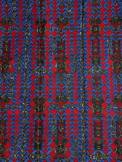 African Print Fabric, Ankara - Blue, Red Fabric