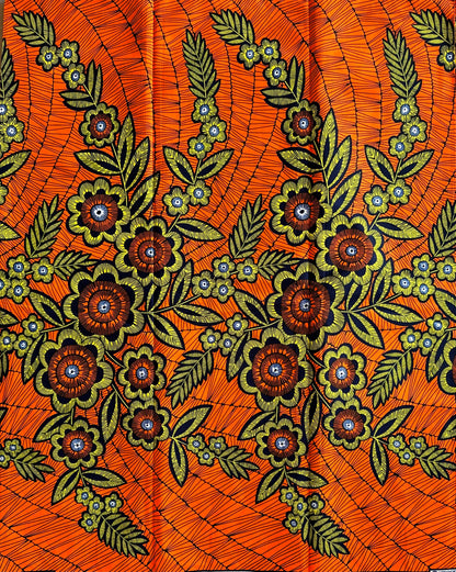 African Print Fabric, Ankara -Orange Fabric, African Clothing