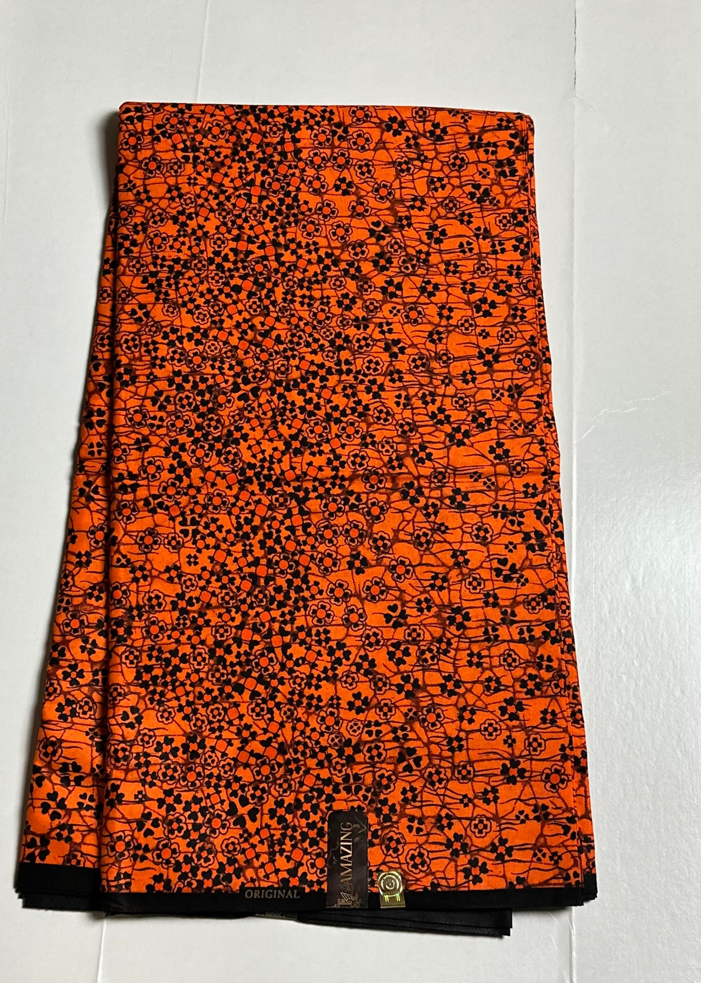 African Print Fabric, Ankara - Orange Fabric