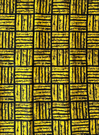 African Print Fabric, Ankara - Yellow Fabric