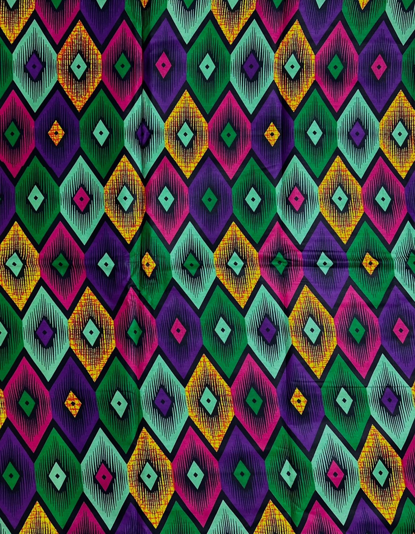 African Print Fabric, Ankara - Purple, Green, Yellow, Pink Fabric