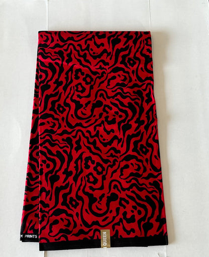 African Print Fabric, Ankara - Red Fabric