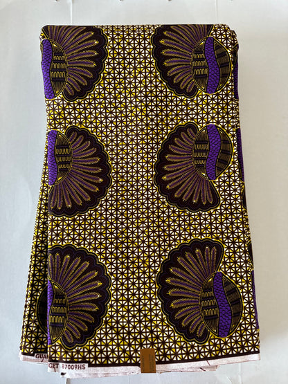 African Print Fabric, Ankara -Brown, Purple Fabric, African Clothing