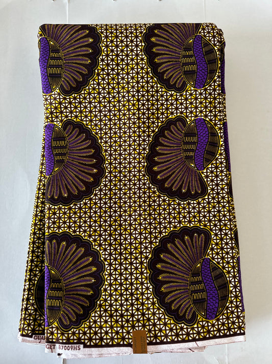 African Print Fabric, Ankara -Brown, Purple Fabric, African Clothing