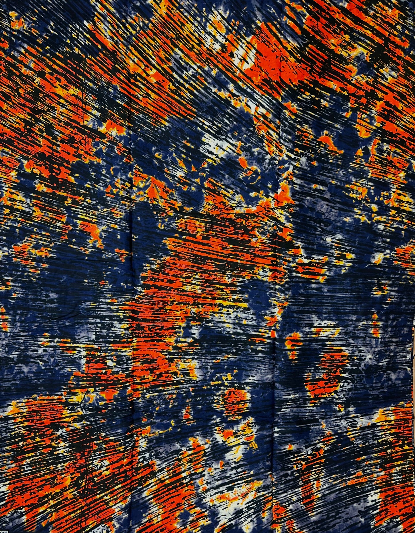 African Print Fabric, Ankara - Blue, Orange Fabric