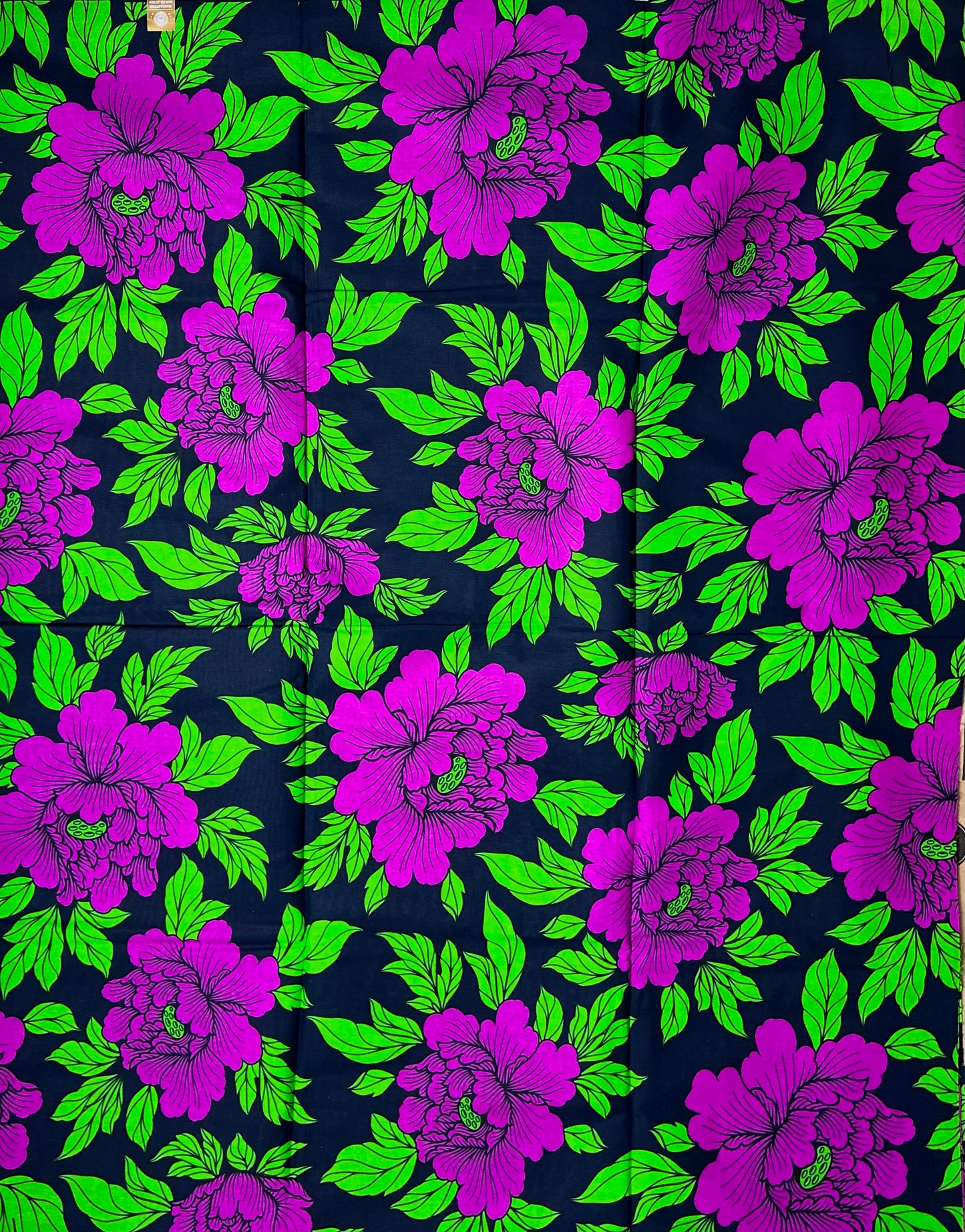 African Print Fabric, Ankara - Purple, Green Fabric