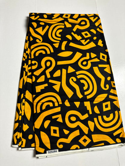 African Print Fabric, Ankara - Yellow Fabric