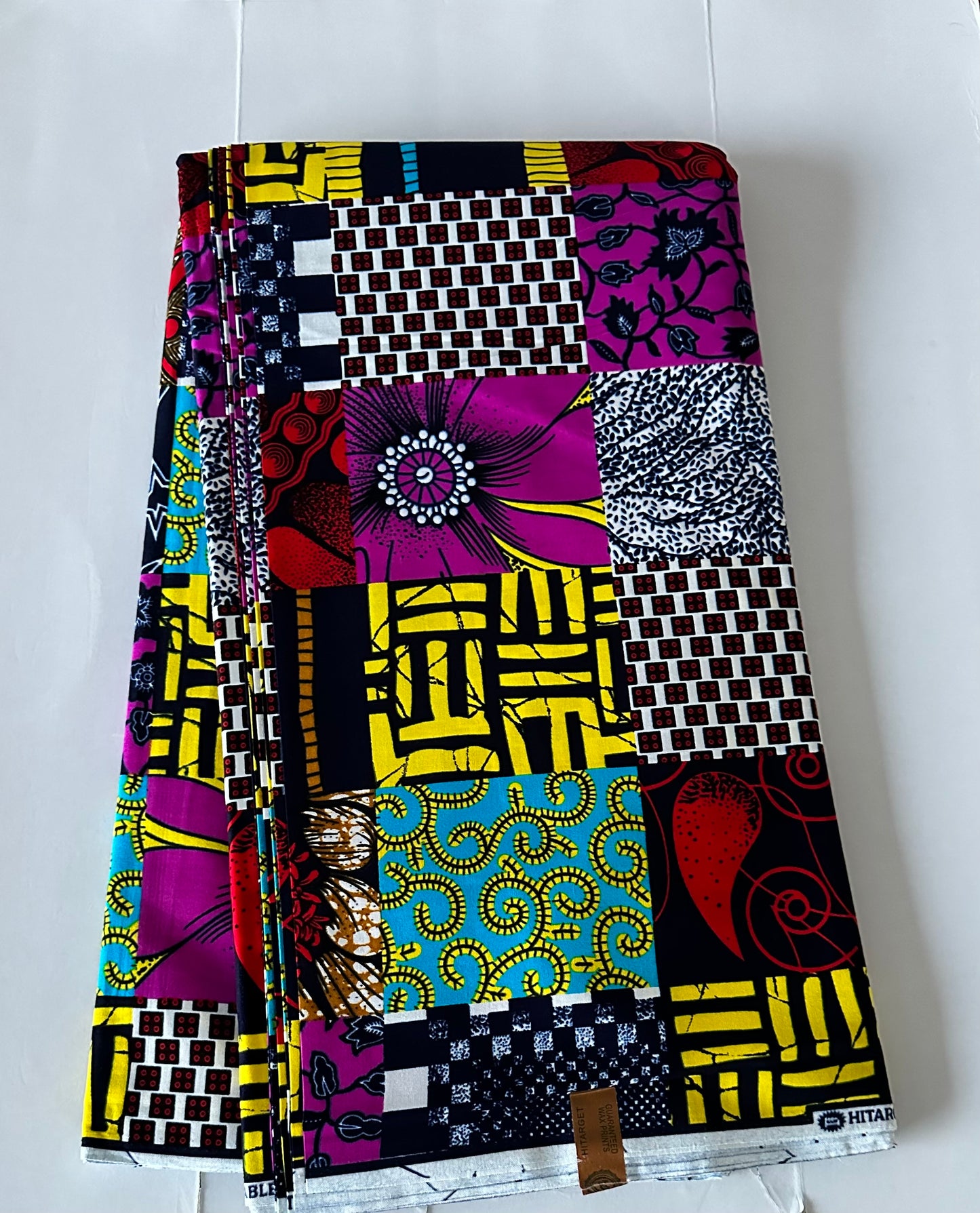 African Print Fabric, Ankara - Green, Purple, Red Fabric