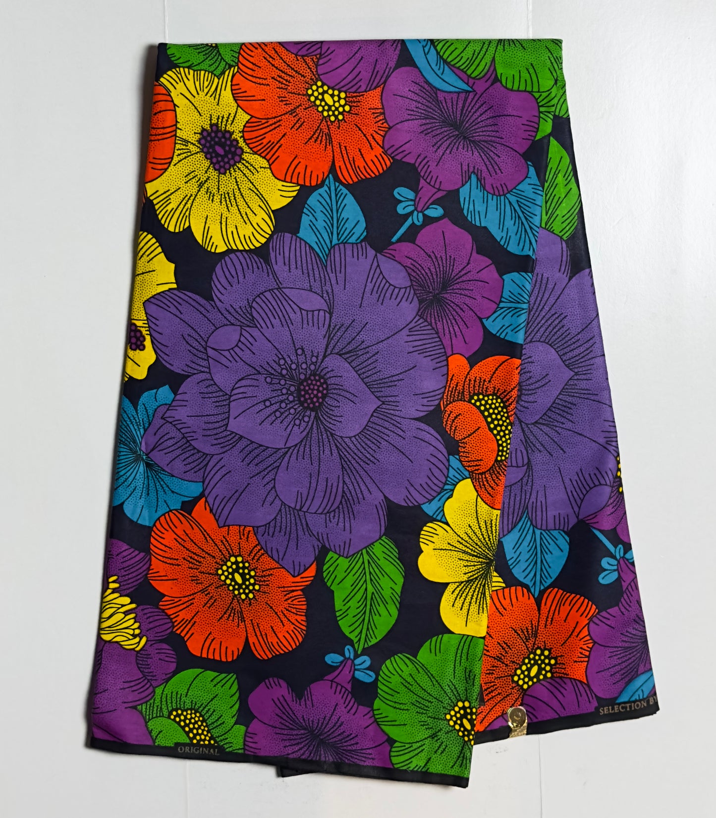 African Print Fabric, Ankara - Yellow, Purple, Orange, Green Fabric