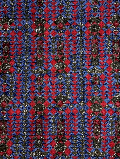 African Print Fabric, Ankara - Blue, Red Fabric