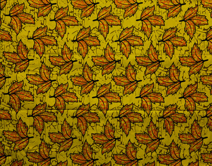 African Print Fabric, Ankara - Yellow, Orange Fabric