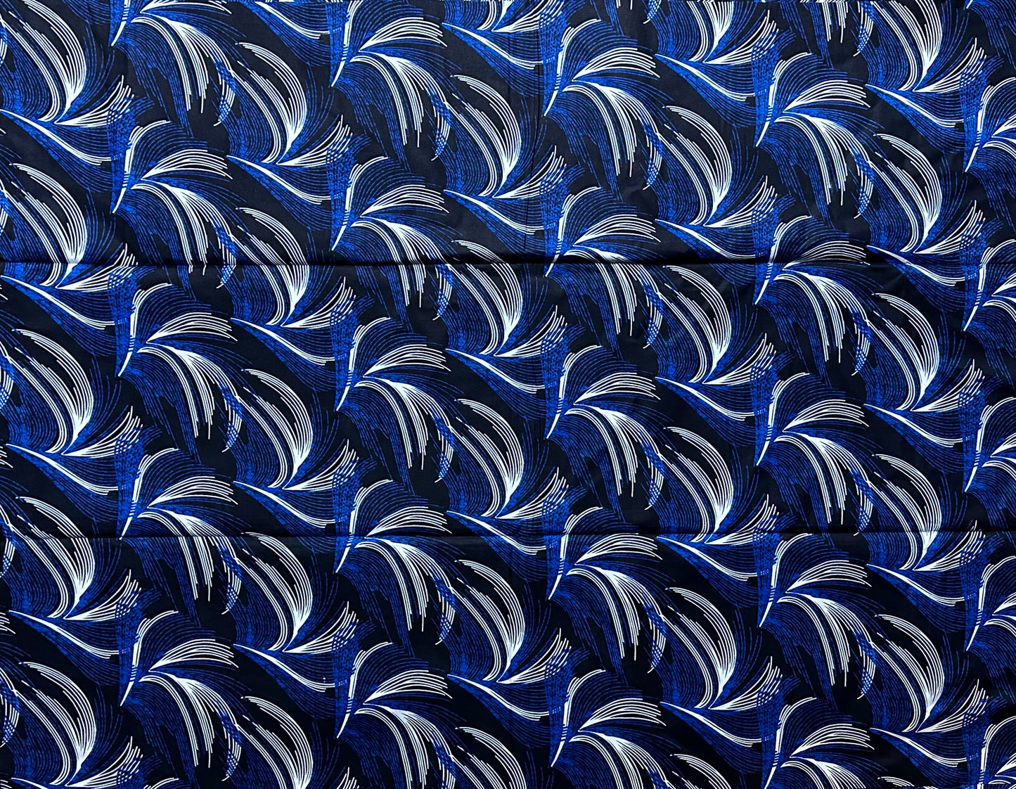 African Print Fabric, Ankara - Blue, Black, White Fabric