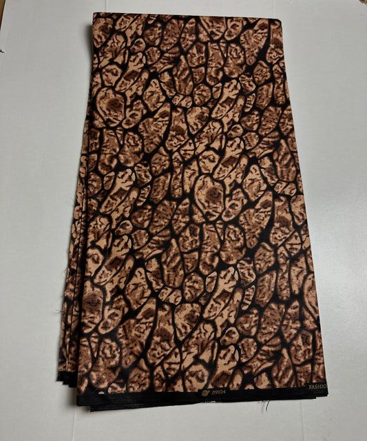 African Print Fabric, Ankara - Brown Fabric