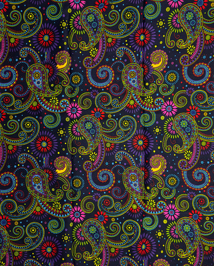 African Print Fabric, Ankara - Blue, Yellow, Pink, Purple Fabric