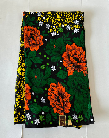 African Print Fabric, Ankara - Yellow Fabric