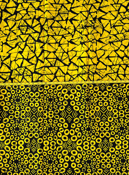 African Print Fabric, Ankara - Yellow Fabric