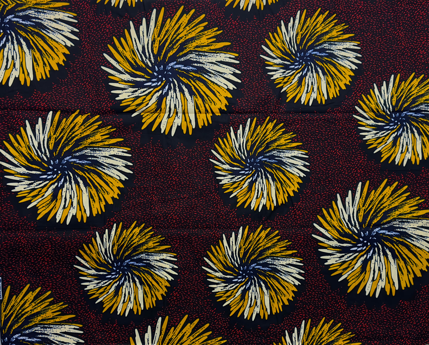 African Print Fabric, Ankara - Beige, Red, Marigold Fabric