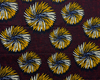 African Print Fabric, Ankara - Beige, Red, Marigold Fabric