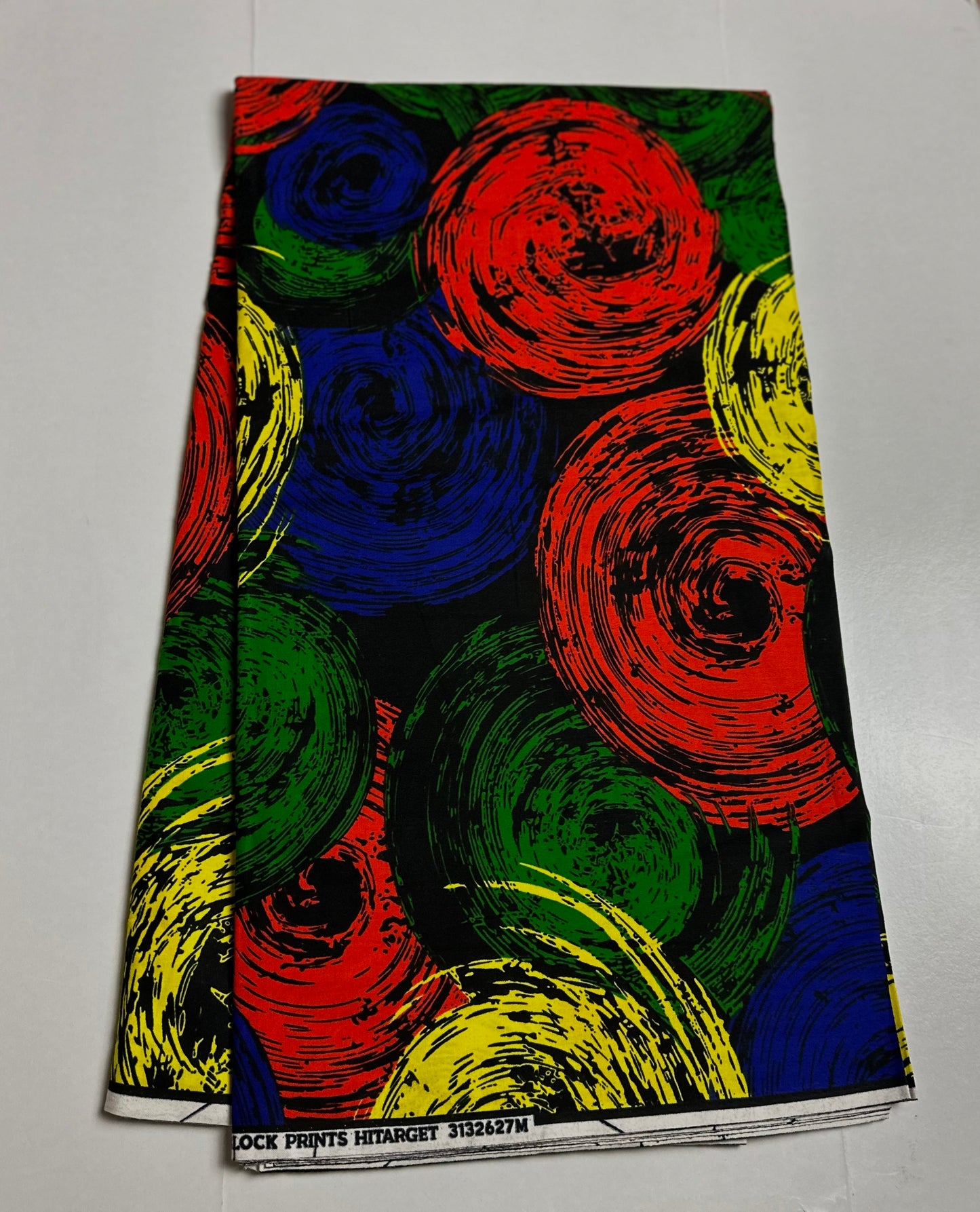African Print Fabric, Ankara - Green, Blue, Yellow Fabric