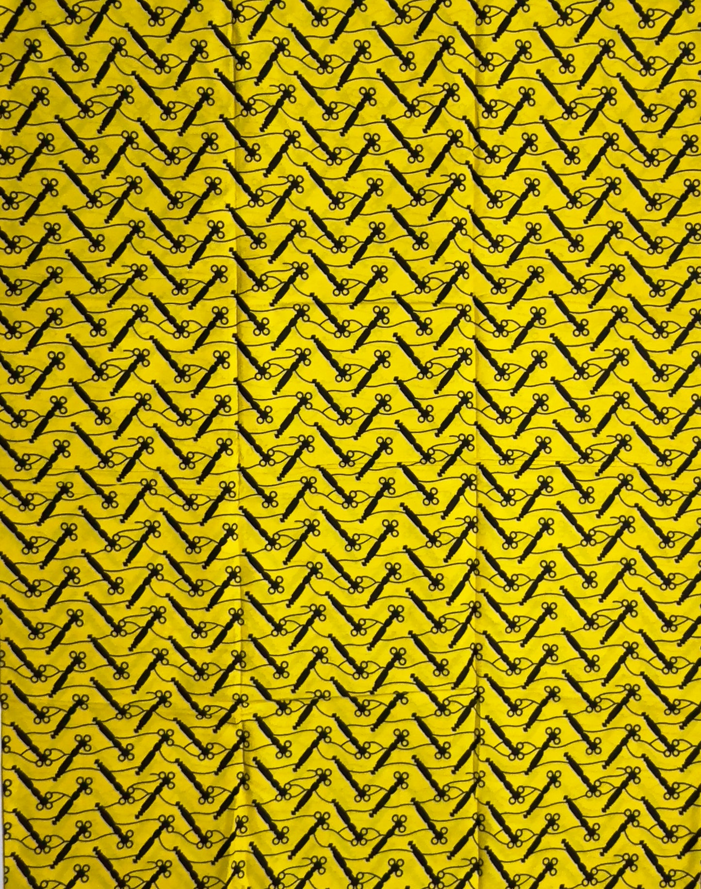 African Print Fabric, Ankara - Yellow, Black Fabric