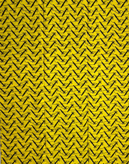 African Print Fabric, Ankara - Yellow, Black Fabric