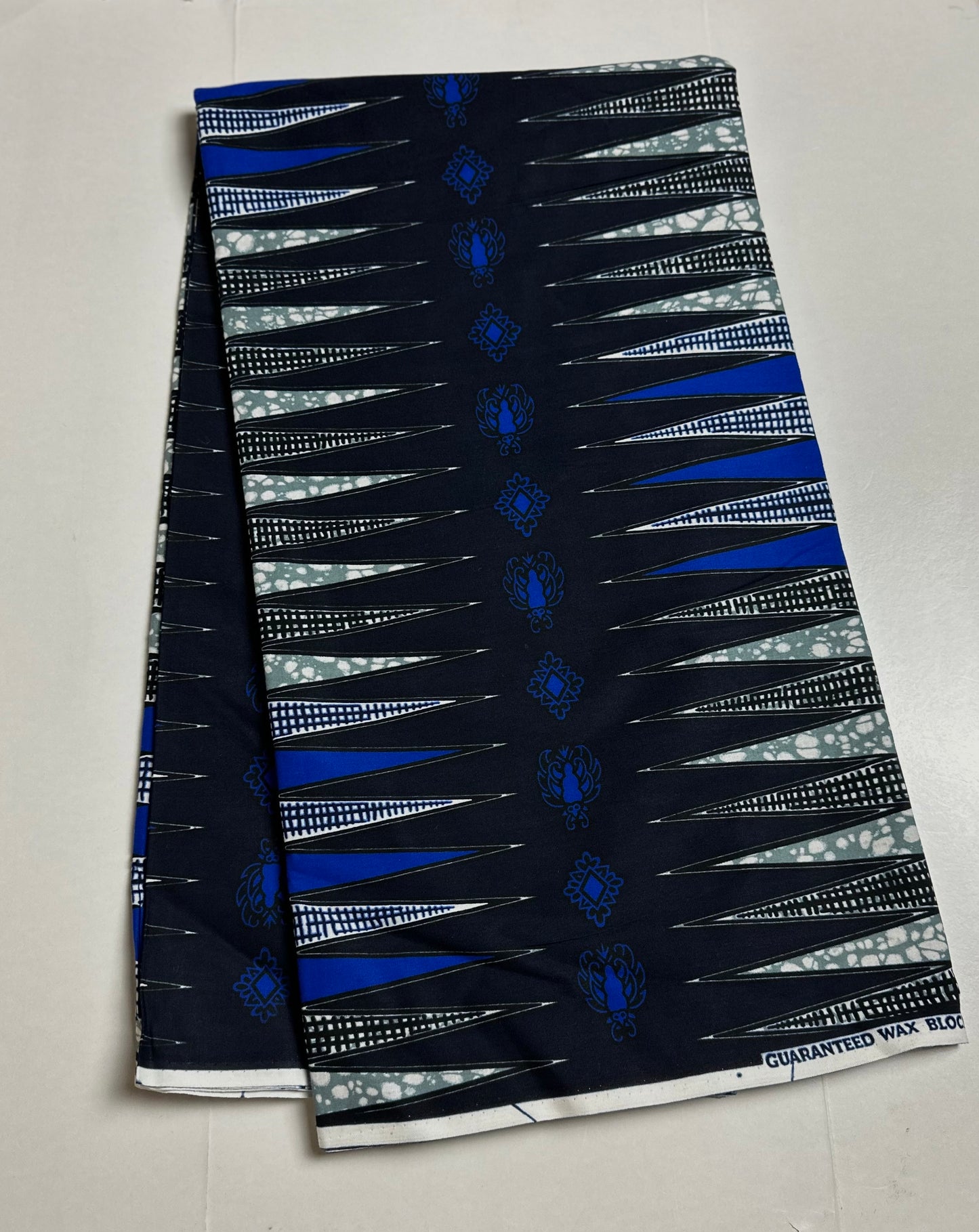 African Print Fabric, Ankara - Blue, Grey Fabric