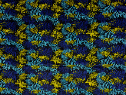 African Print Fabric, Ankara - Blue, Yellow Fabric