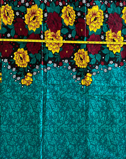 African Print Fabric, Ankara - Teal Fabric