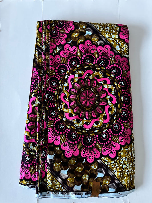 African Print Fabric, Ankara - Pink Fabric