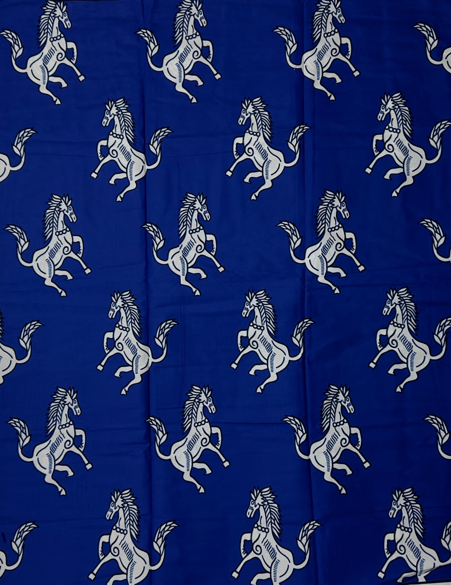 African Print Fabric, Ankara - Blue, White Fabric
