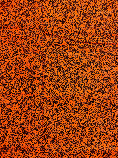 African Print Fabric, Ankara - Orange Fabric