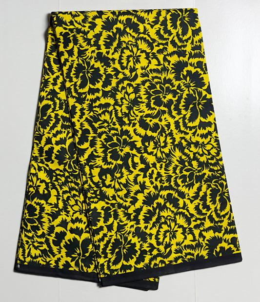 African Print Fabric, Ankara - Yellow Fabric