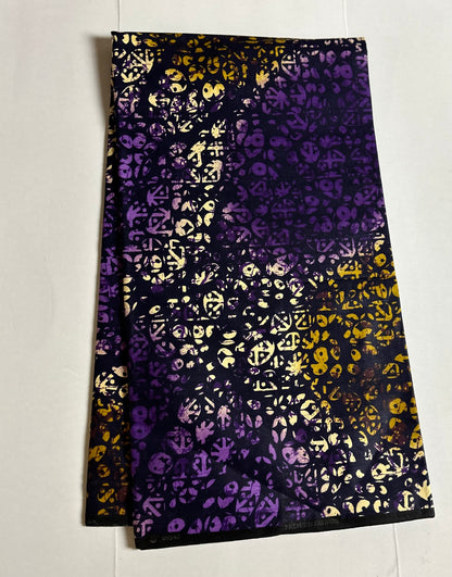 African Print Fabric, Ankara - Purple, Beige Fabric