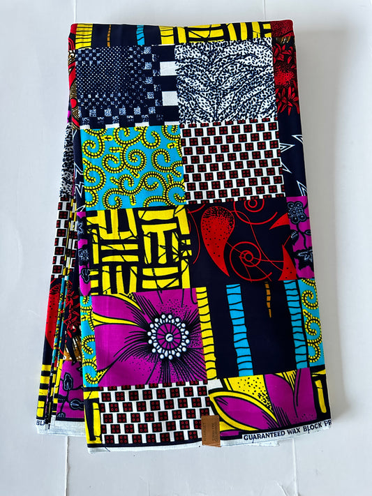 African Print Fabric, Ankara - Green, Purple, Red Fabric