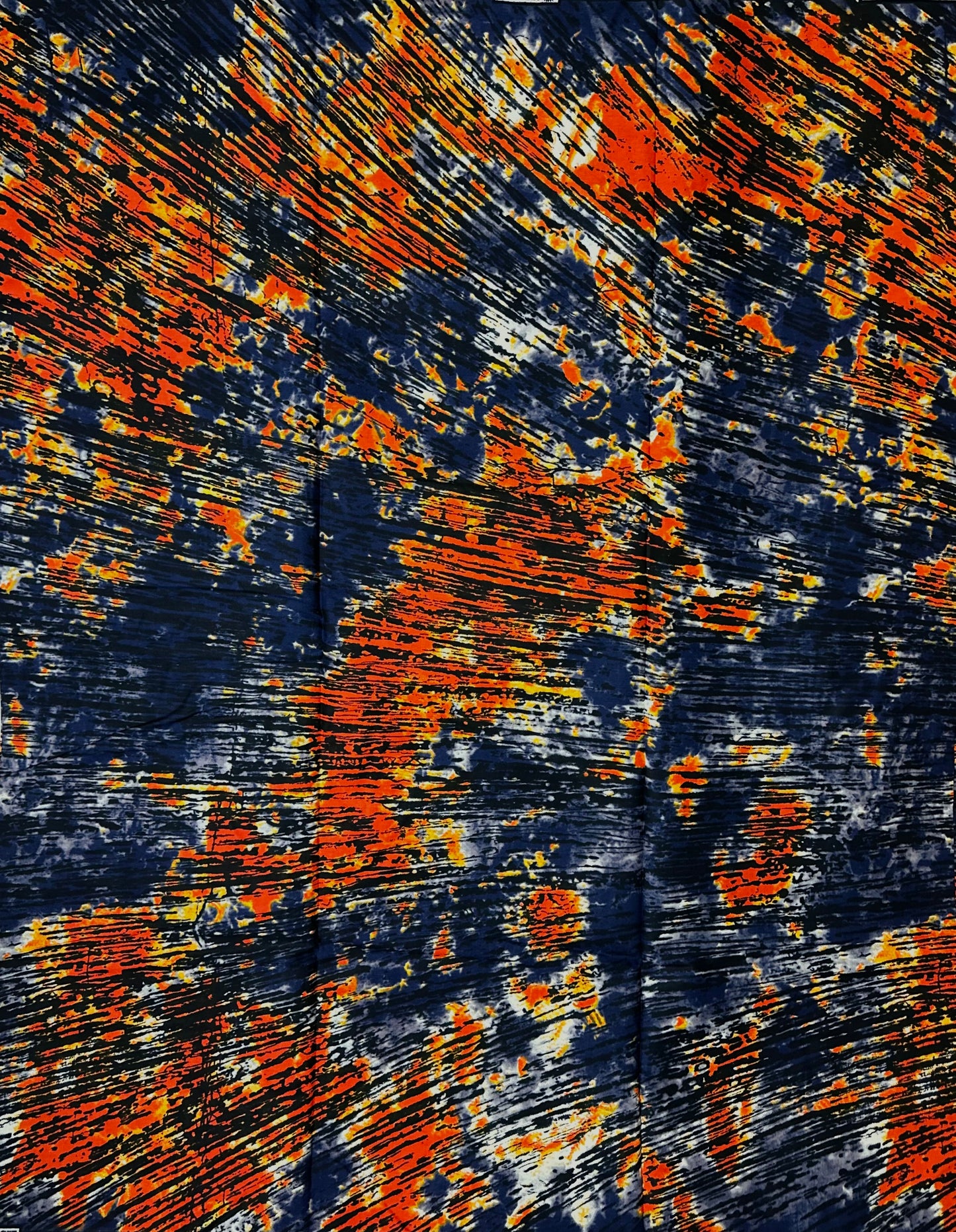 African Print Fabric, Ankara - Blue, Orange Fabric