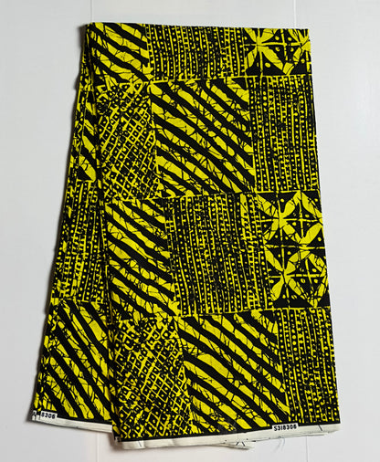 African Print Fabric, Ankara - Yellow Fabric