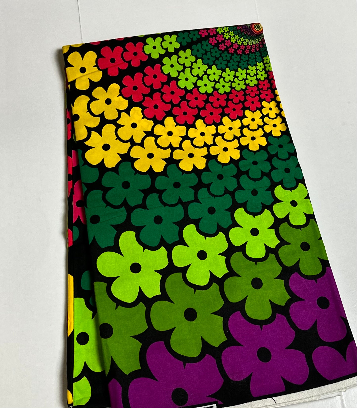 African Print Fabric, Ankara - Green, Pink, Yellow Fabric