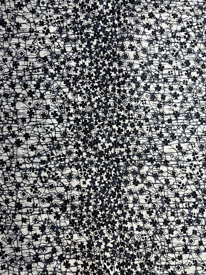 African Print Fabric, Ankara - White, Black Fabric