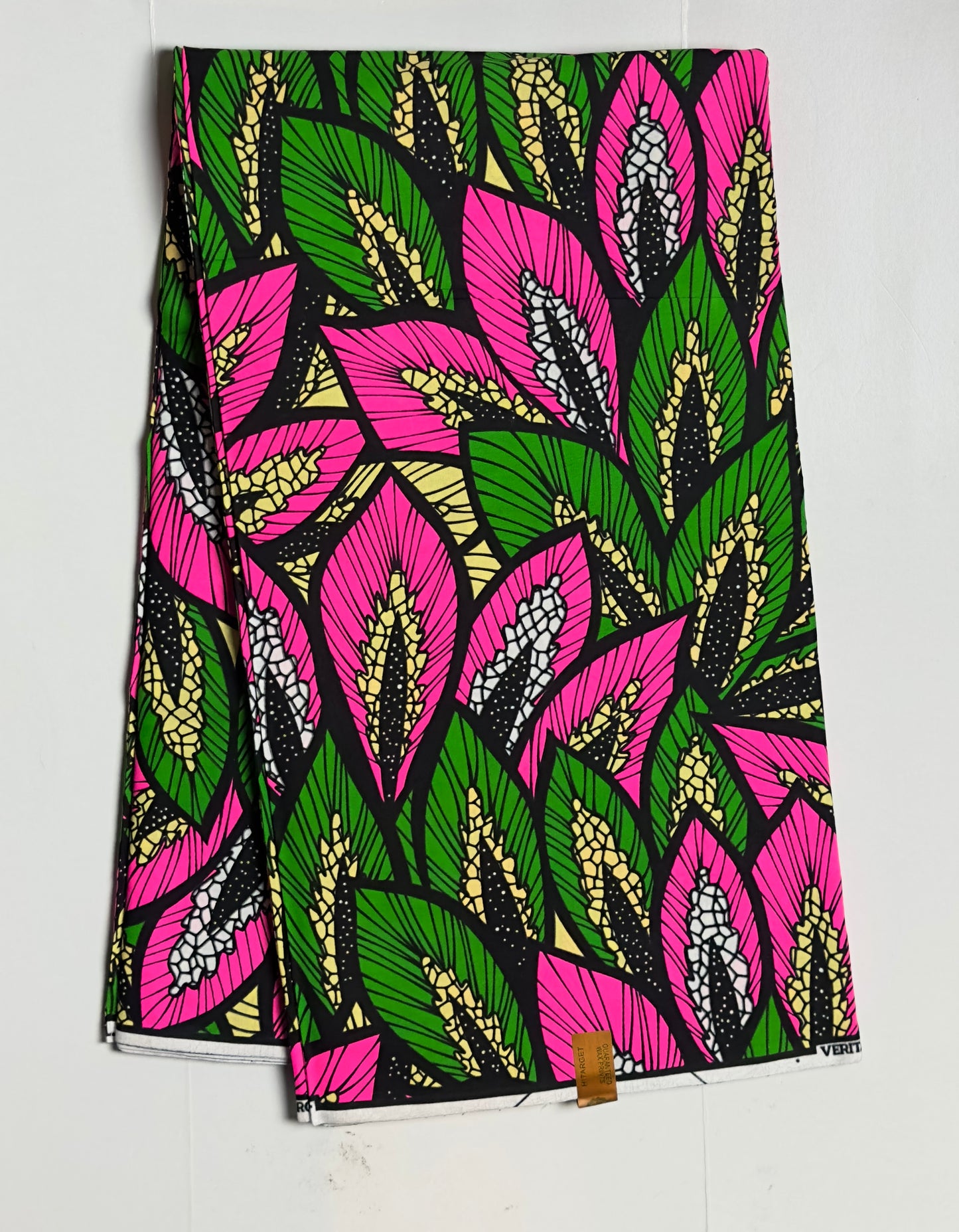 African Print Fabric, Ankara -Pink, Green Fabric