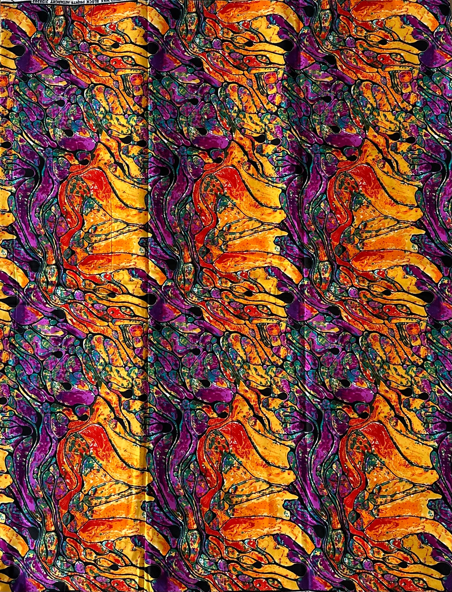 African Print Fabric, Ankara - Purple, Orange Fabric