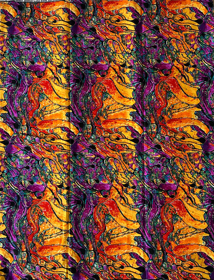 African Print Fabric, Ankara - Purple, Orange Fabric