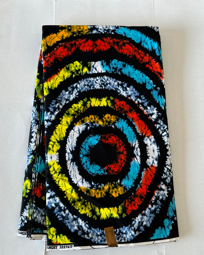 African Print Fabric, Ankara -Blue, Red, Yellow Fabric