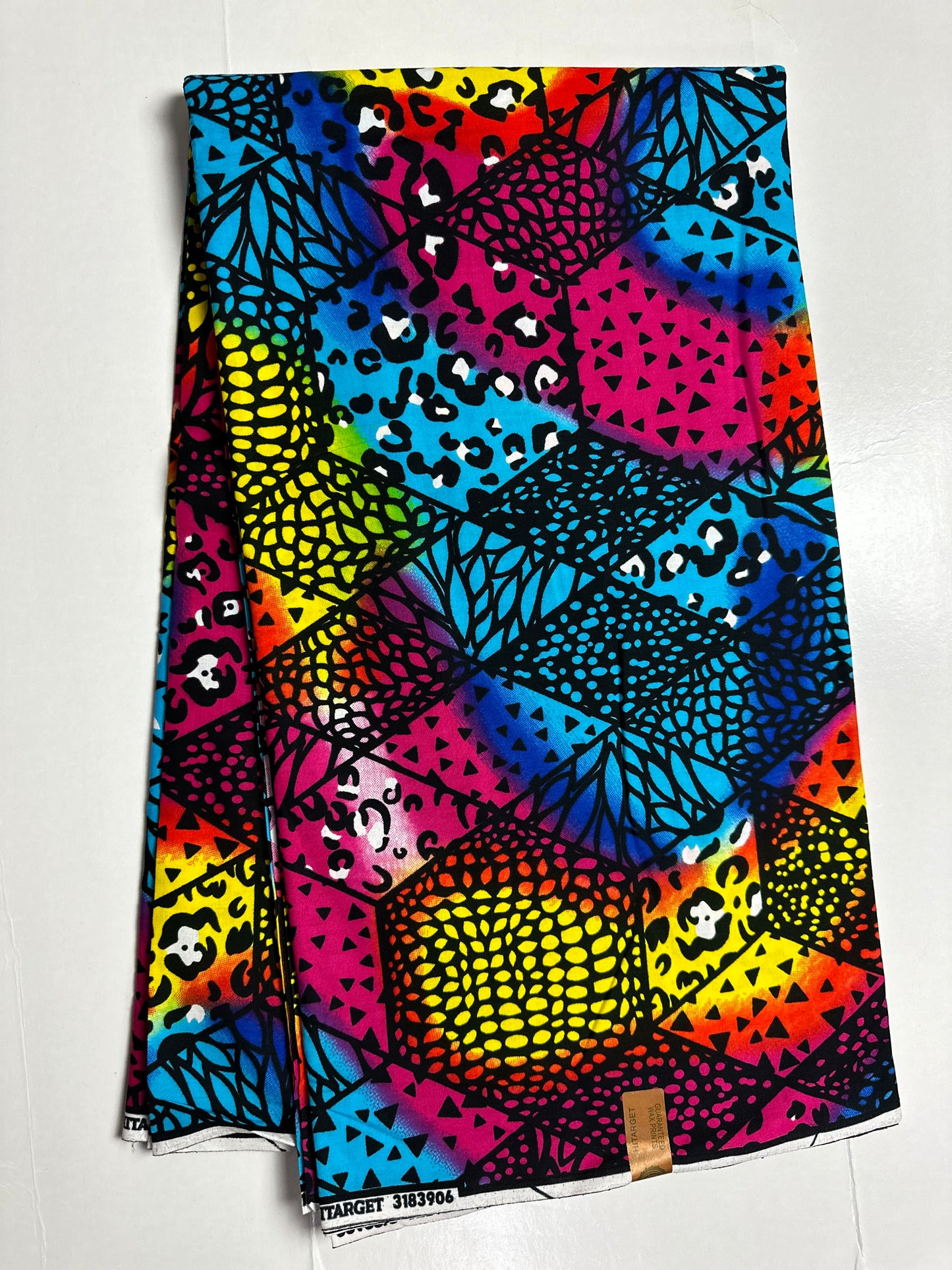 African Print Fabric, Ankara - Pink, Blue, Yellow, Green Fabric