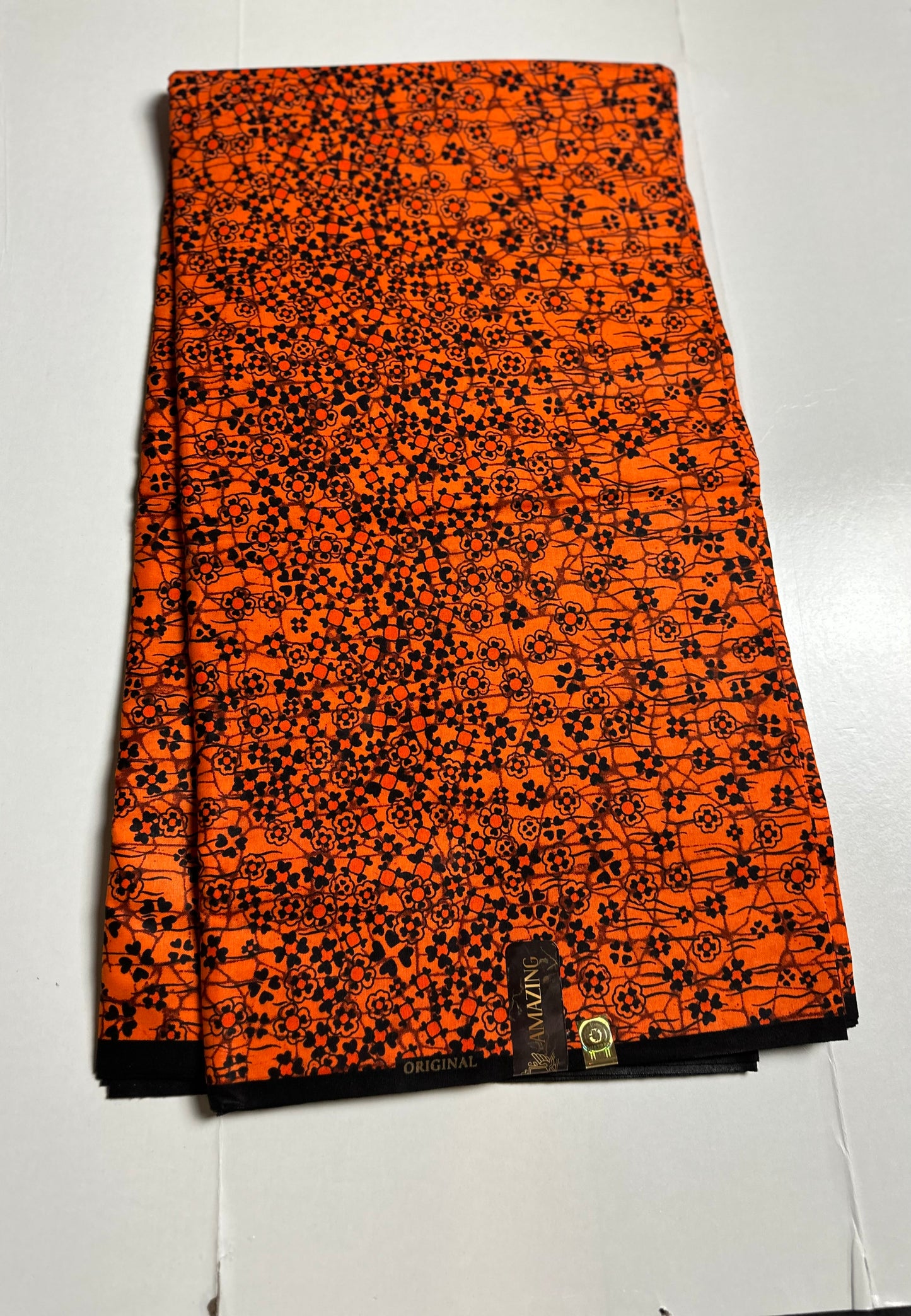 African Print Fabric, Ankara - Orange Fabric