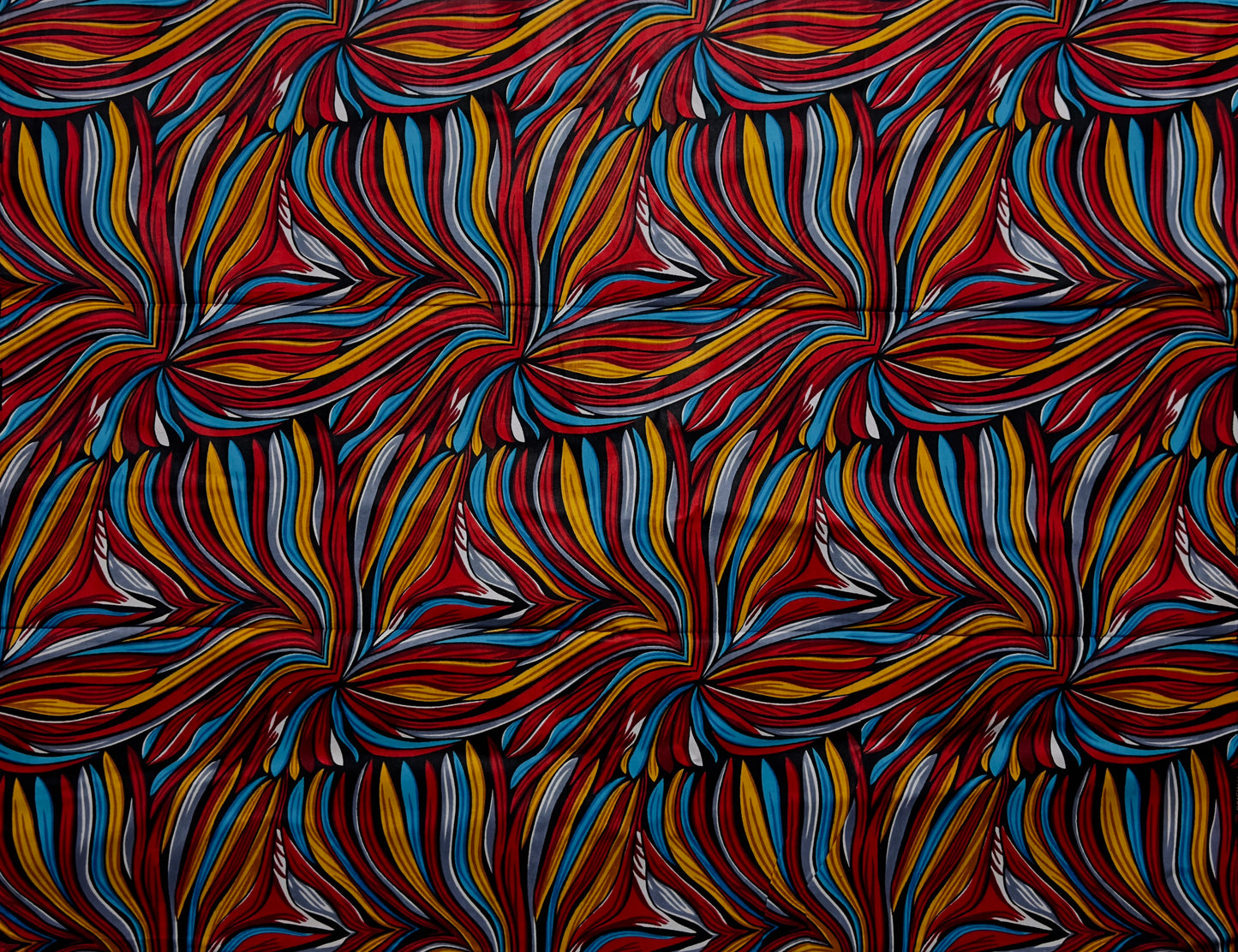 African Print Fabric, Ankara - Red, Black, Blue Fabric