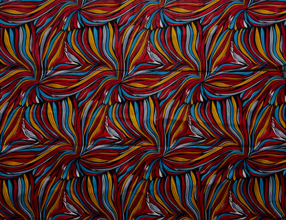 African Print Fabric, Ankara - Red, Black, Blue Fabric