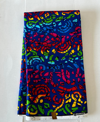 African Print Fabric, Ankara - Blue Fabric