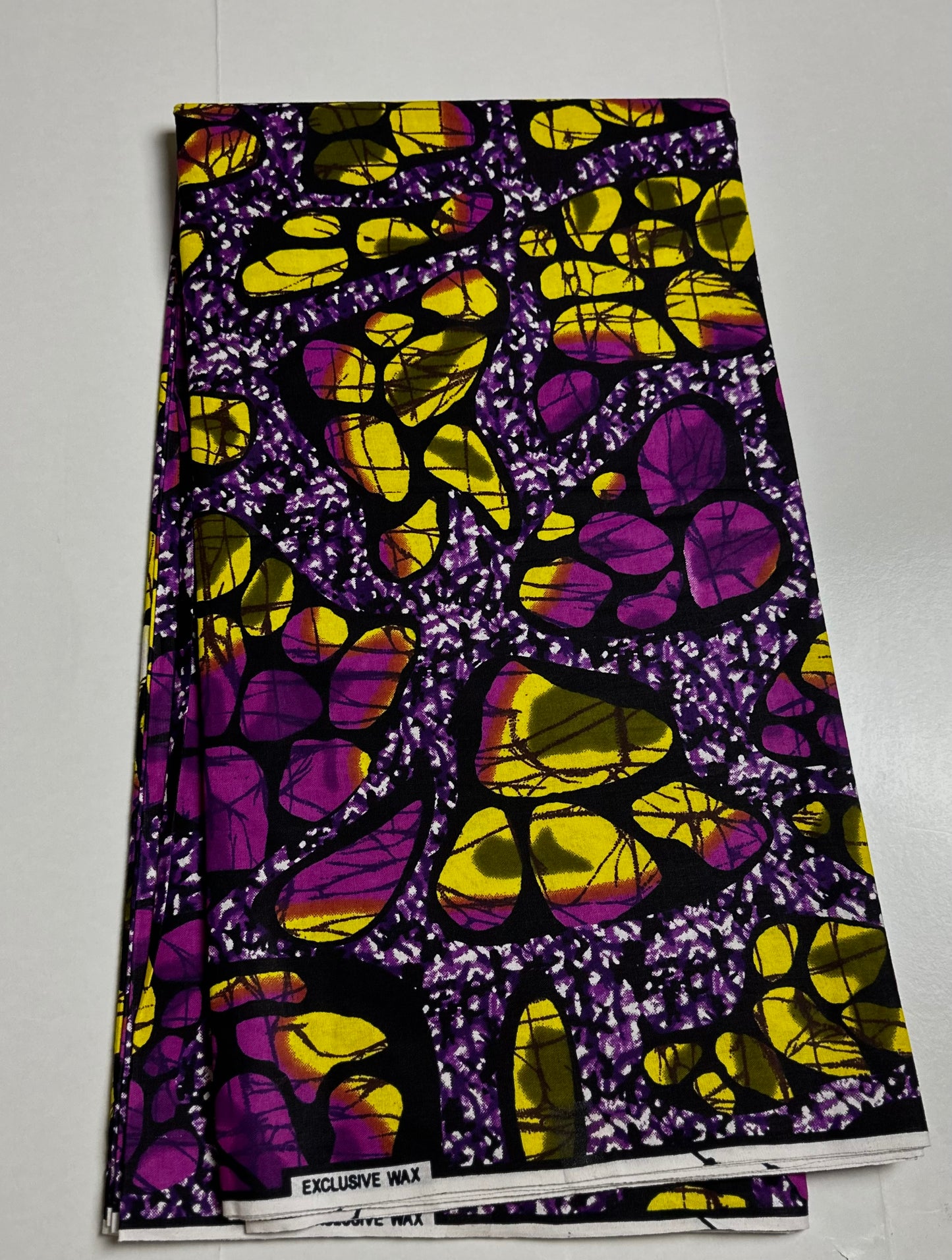 African Print Fabric, Ankara - Purple, Yellow Fabric