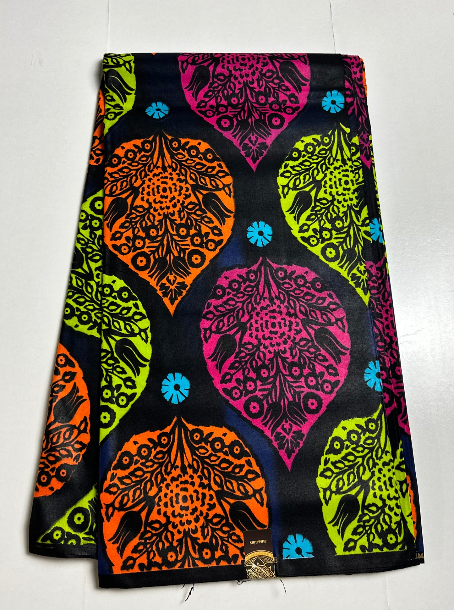 African Print Fabric, Ankara - Orange, Green, Pink Fabric