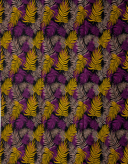 African Print Fabric, Ankara - Purple, Yellow Fabric